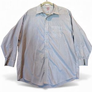 Brooks Brothers 1818 Traditional Fit Dress Shirt 17.5-33 Blue Stripe Supima